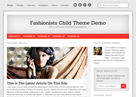 image of the fashionista theme for WordPress