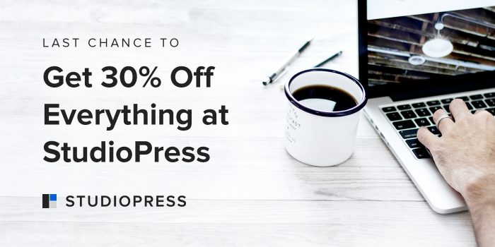 Last Chance to Get 30% Off Everything at StudioPress