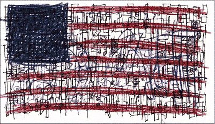 american flag art by hugh macleod